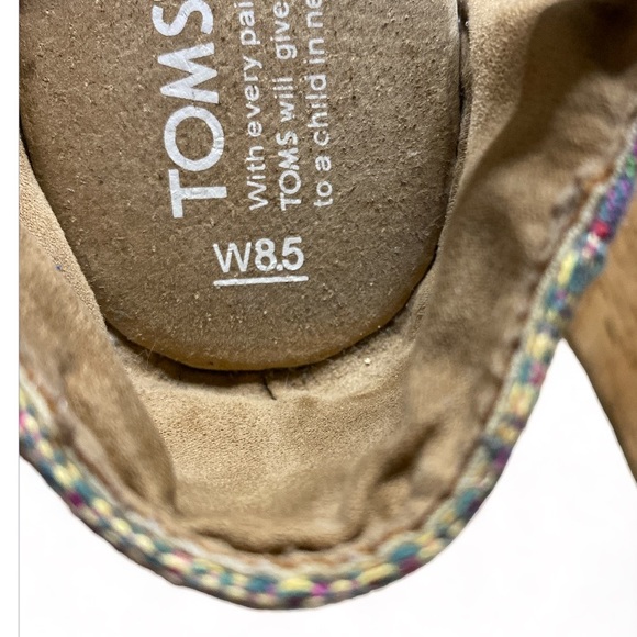 TOMS Colorful Siena Strap Sandals Wedge Cork Heels Size 8.5 Women’s Beachy Boho - Picture 6 of 9